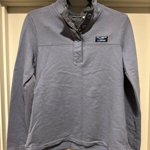 LL Bean Dusty Blue Quarter Button Up 100% Cotton Small